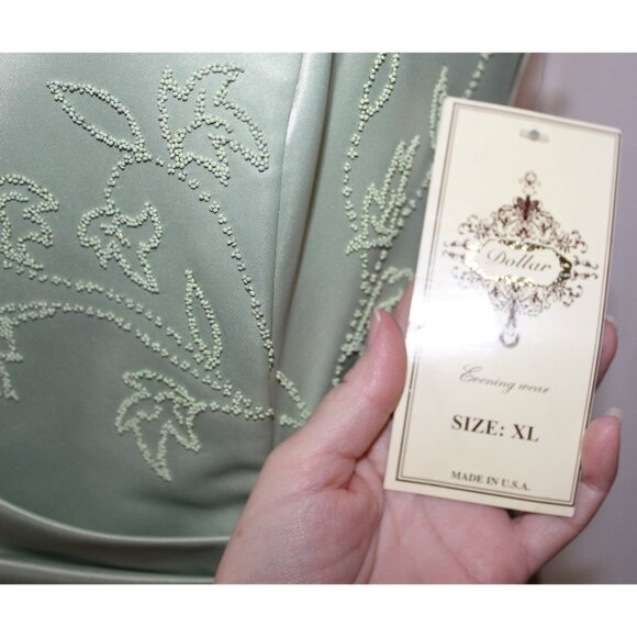 Dollar Fashion #3449 Bridal Satin Bridesmaid Formal Gown-Size XL-SAGE GREEN-NWT - Picture 5 of 5